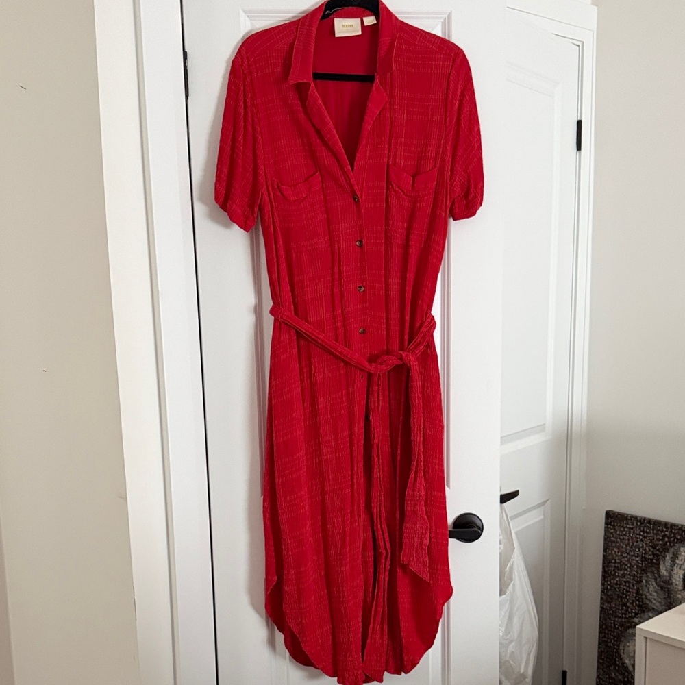 Anthropologie Maeve Red Shirt Dress